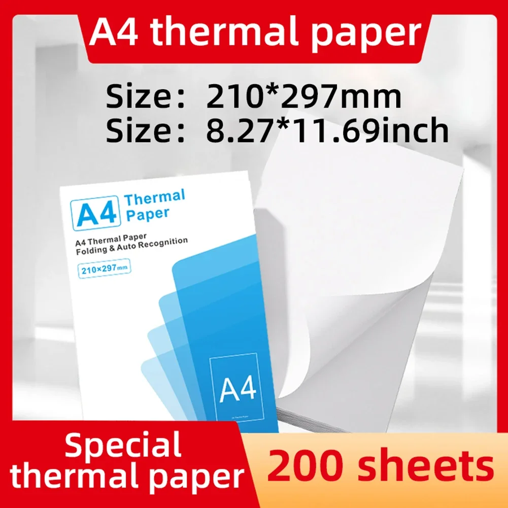 100/200 hojas A4 papel térmico plegable papel de impresión continua papel de impresión térmica de reconocimiento automático - imagen 2
