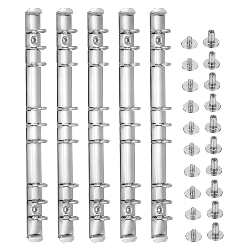 Top-B5 Mecanismos de carpeta de anillas de 9 orificios, 4 juegos de recambio de columna de carpeta para planificadores de carpetas, 2 cm, plateado