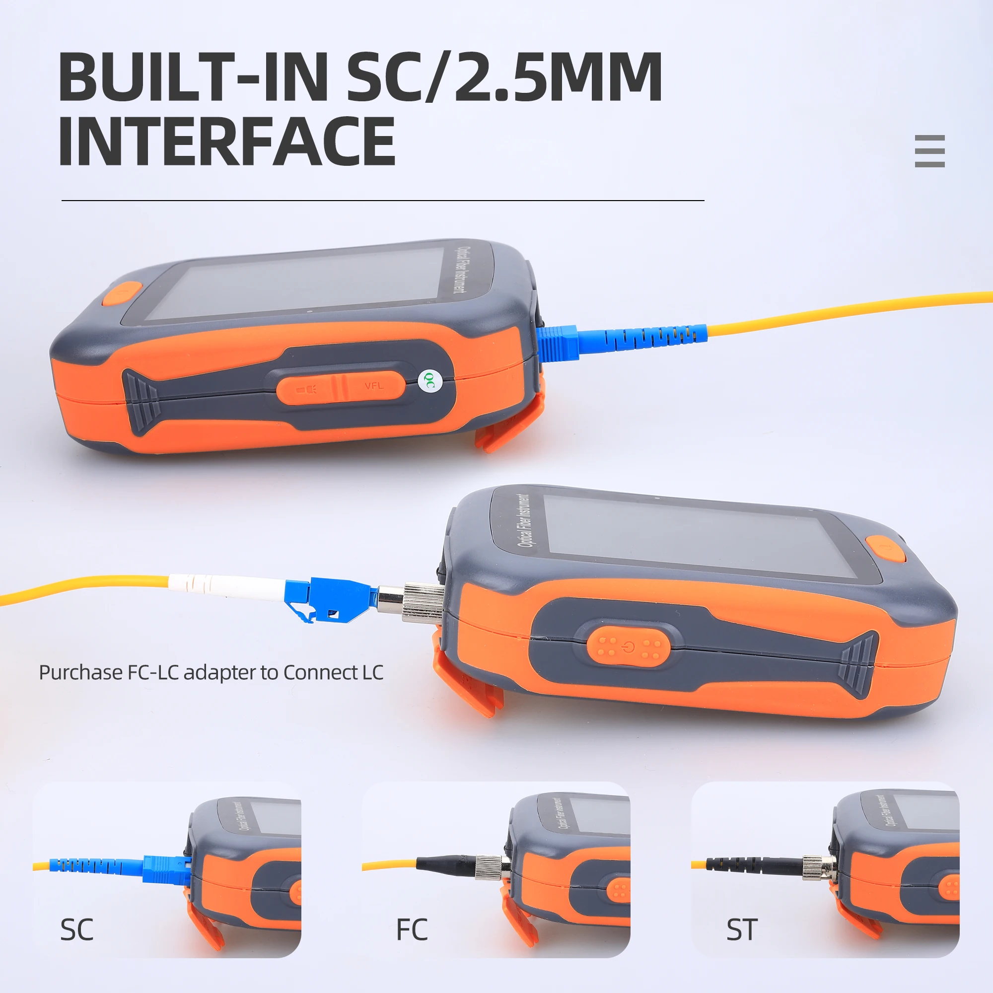 OTDR-probador de pantalla táctil de fibra óptica OPM VFL OLS LED 3,5, reflectómetro de dominio de tiempo óptico OTDR, convertidor de conector SC UPC/APC - imagen 4