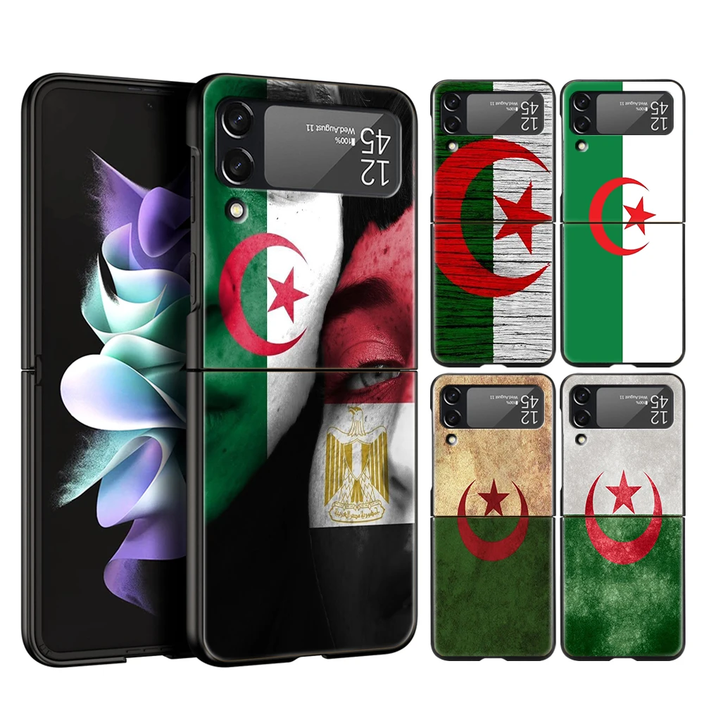 Funda de teléfono con pasaporte de Argelia para Samsung Galaxy Z Flip 3 4 5 6 7 PC plegable negro duro para Samsung Z Flip3 Flip4 Flip5