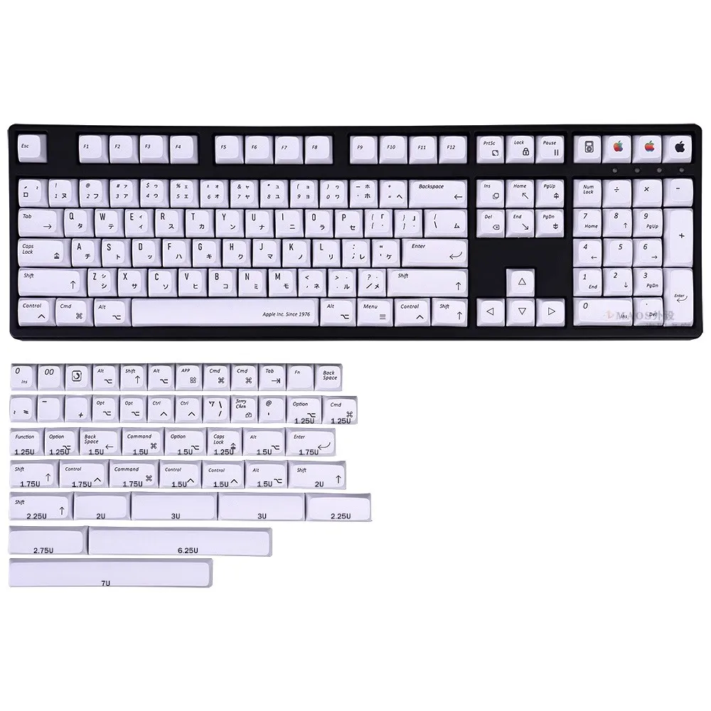 Juego de 155 teclas japonesas PBT XDA, teclas blancas minimalistas para teclado mecánico, interruptores MX personalizados, teclas ISO, barra espacial 7U