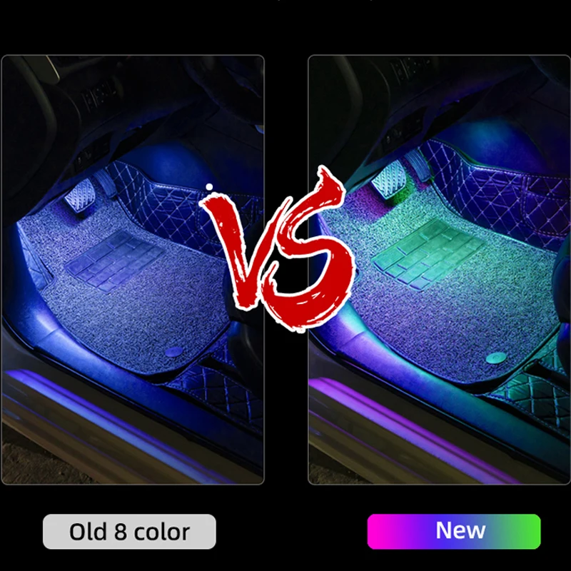 48 luces LED para el interior del coche, luz ambiente USB ambiente con control remoto inalámbrico, aplicaciones de música, control automático de la atmósfera RGB, lámparas decorativas - imagen 3