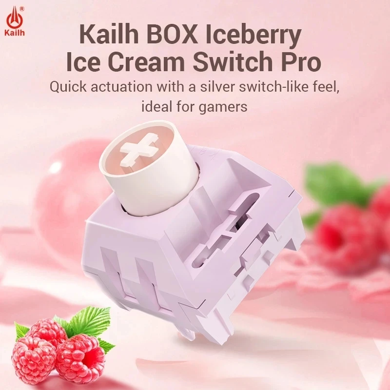 Kailh BOX-interruptor de teclado de helado de bayas de hielo, Pro, crema plateada rápida, POM completo, gatillo rápido, interruptor de teclado mecánico suave - imagen 2