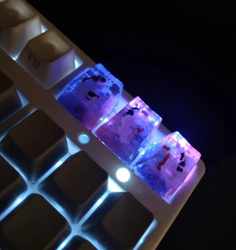 Fishpond-Tapa de llave personalizada Original, perfil OEM, capas de resina 1U, diseño de Gel de goteo para teclado mecánico, regalo Ideal - imagen 3