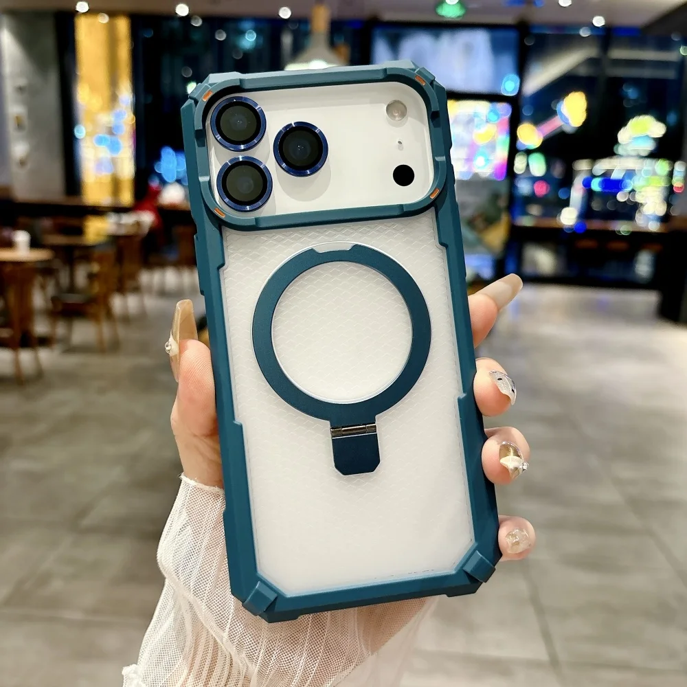 Funda magnética de Metal resistente a prueba de golpes para iPhone 17 Air 16 15 14 13 12 Pro Max Plus soporte con cubierta de armadura de anillo de cristal para cámara - imagen 4