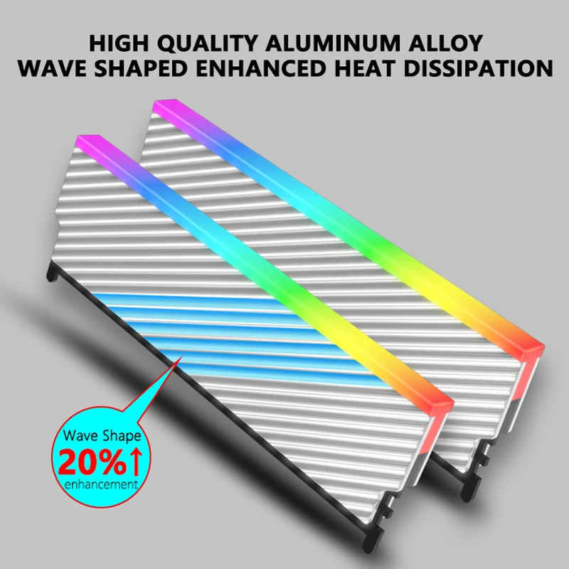 JUMPEAK R02 ordenador ARGB módulo de memoria disipador de calor cubierta de cuña refrigeración mejorada ondulada DDR3 DDR4 DDR5 PC RAM refrigerador armadura de radiador - imagen 3