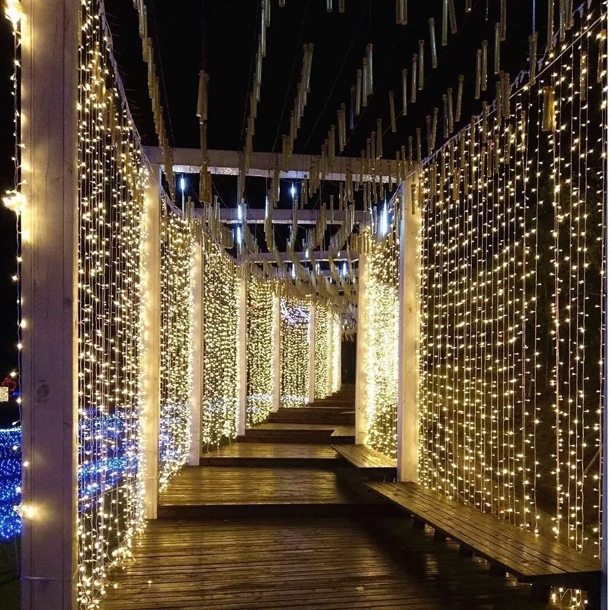 300LED cortina Lcicle cadena de luces Navidad guirnalda de luces al aire libre hogar para boda/fiesta/decoración de jardín - imagen 4