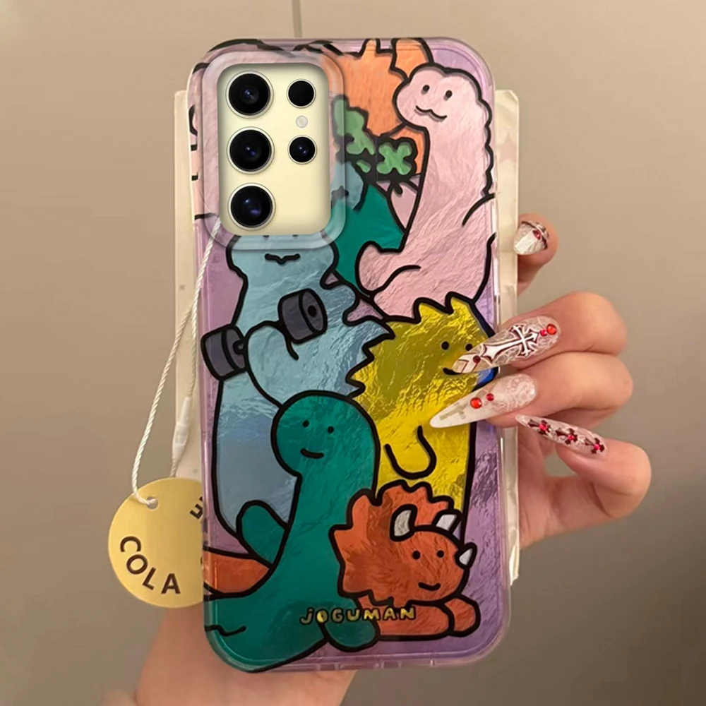 Para Samsung Galaxy S25 Edge S24 S23 S22 S21 S20 FE Plus Ultra dibujos animados dinosaurio colorido patrón parachoques TPU a prueba de golpes funda de teléfono - imagen 2