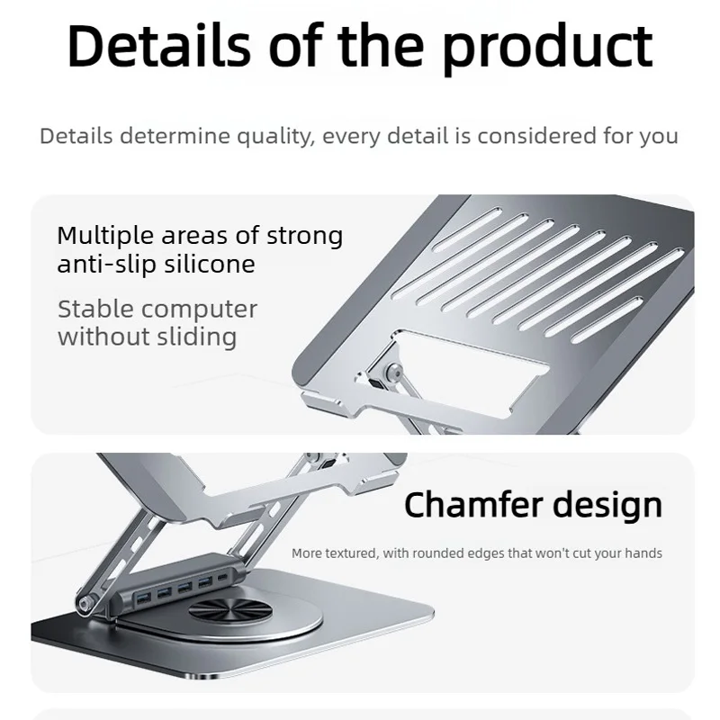Soporte de estación de acoplamiento para portátil para MacBook /Dell/HP/Lenovo, estación de acoplamiento con USB 3,0, soporte para computadora portátil para escritorio con Base giratoria - imagen 5