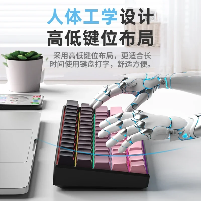 Mini teclado inalámbrico K61Pro, personalizado, con cable, Bluetooth, 2,4G, junta RGB de intercambio en caliente, portátil para IPad, Notebook, juegos, diseño de oficina - imagen 3