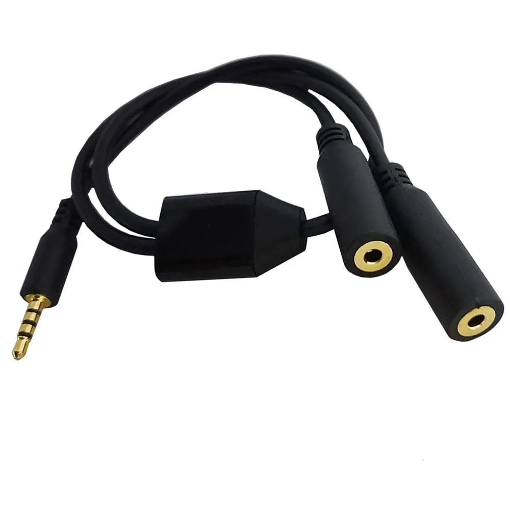 Chapado en oro 4 polos 2,5mm macho a doble 2,5mm hembra Y divisor Audio micrófono Cable de extensión cámara de respaldo Cable de extensión TRRS - imagen 5