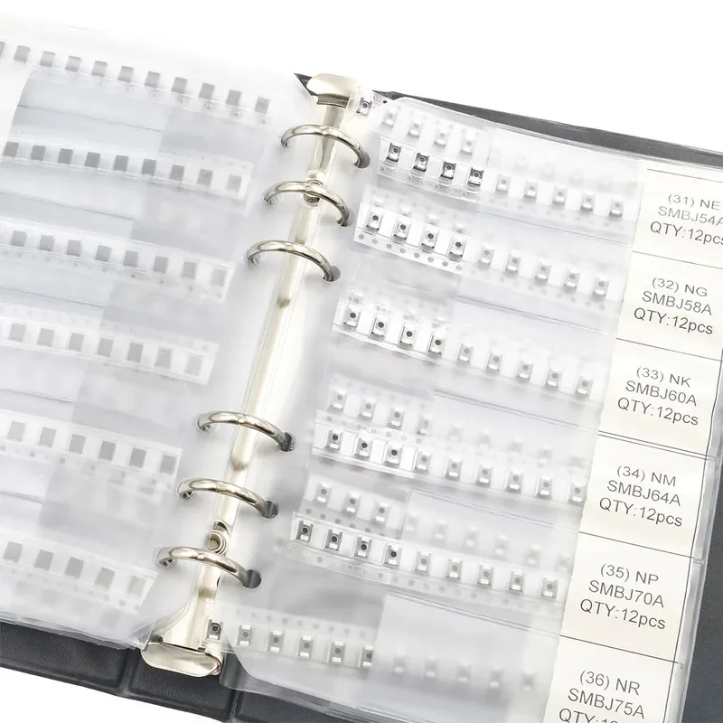 Kit surtido de diodos TVS de una/dos vías, 564 Uds., 47 valores, SMBJ5.0A - SMBJ188A, kit surtido de libros - imagen 4