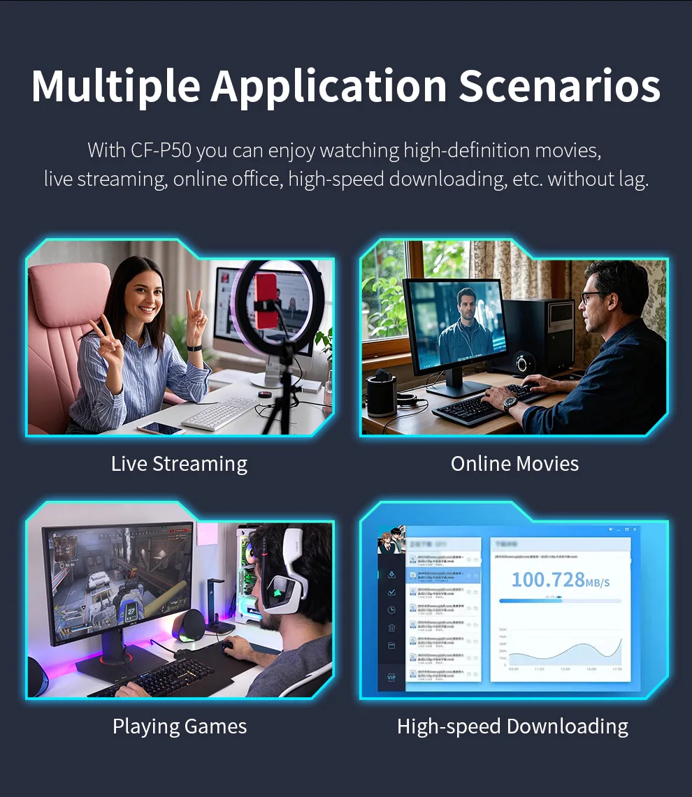 COMFAST-interfaz PCl-E de 5000Mbps, tarjeta de red RJ45 RTL8126-VB-CG para Win7/8/10/11 Gigabit Gaming LAN Dongle adaptador de tarjeta WiFi - imagen 5