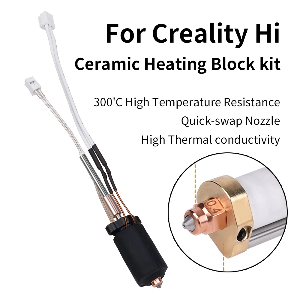 Para Creality Hi Hi Combo Hotend Kit boquilla todo en uno de acero endurecido funda de silicona bloque calefactor de cerámica 300 ° Pieza de impresora 3D C