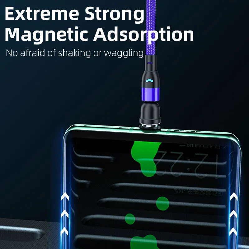 CQXSMAX-Cable magnético giratorio de 540 grados, Cable Micro USB tipo C para teléfono iPhone 13 Pro XS Max, Samsung y Xiaomi - imagen 4
