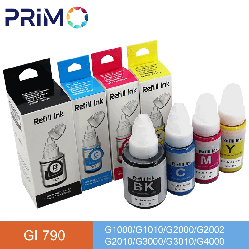 Recarga de tinta para Canon G1000, G1100, G1400, G2000, G2100, G2002, G2400, G3000, G4000, GI190, GI490, GI590, GI690, GI790, GI890, GI990