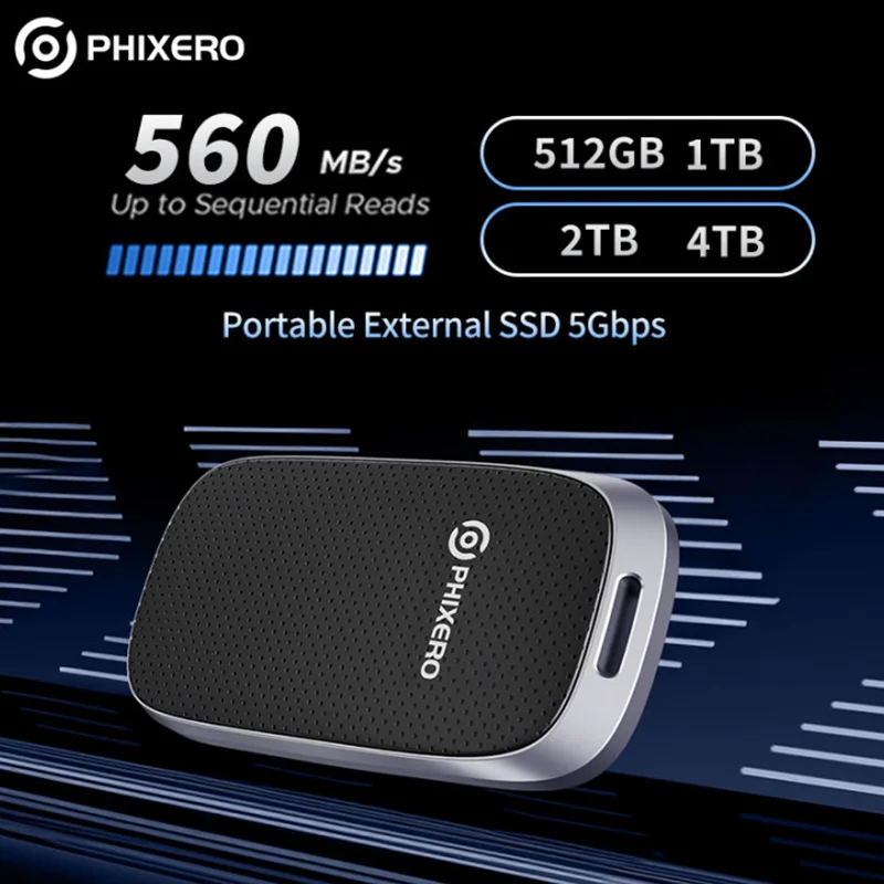 Unidad de estado sólido externa PHIXERO P5 SSD portátil 500 MB/S 2,5 pulgadas 2TB 1TB USB 3,2 Gen2 tipo C PSSD para ordenador portátil HUAWEI MateBook