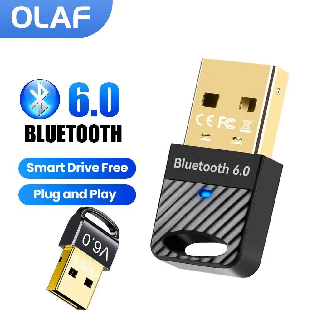 Adaptador Bluetooth 6,0 para Pc Usb Bluetooth 6,0 Dongle receptor para altavoz ratón teclado música Audio transmisor Bluetooth