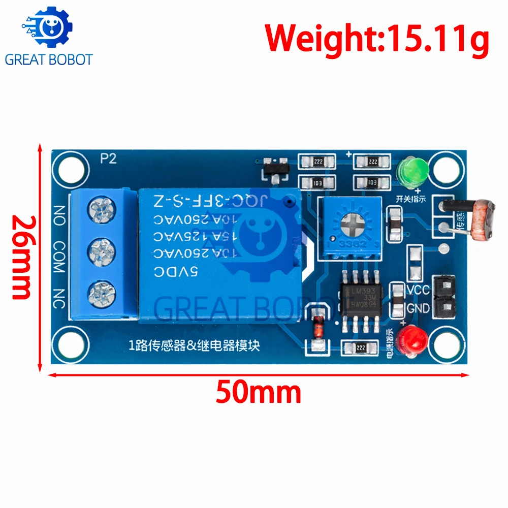 Interruptor de Sensor de fotointerruptor de luz, módulo de relé de fotorresistencia LDR, placa de Sensor fotosensible de detección de luz para Arduino, 5V - imagen 4