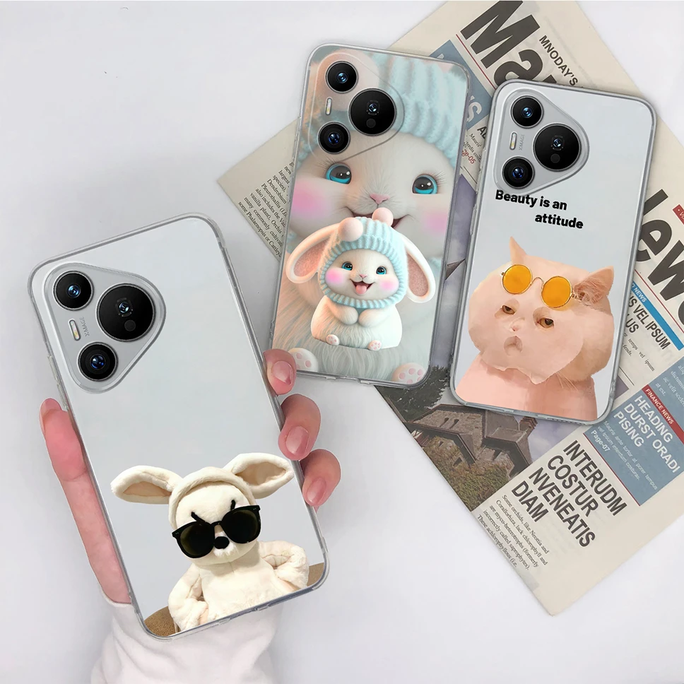 Funda de teléfono para Huawei Pura 70 Pro 70, Ultra bonita, flores, corazón de amor, transparente, suave, TPU, silicona, a prueba de golpes, Fundas traseras - imagen 2