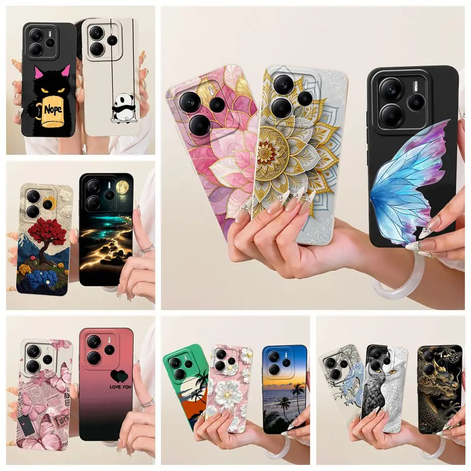 Para Xiaomi Redmi Note 14 4G funda de lujo flores caramelo pintado cubierta suave TPU funda de teléfono para Redmi Note 14 5G Note14 EU 4G Fundas