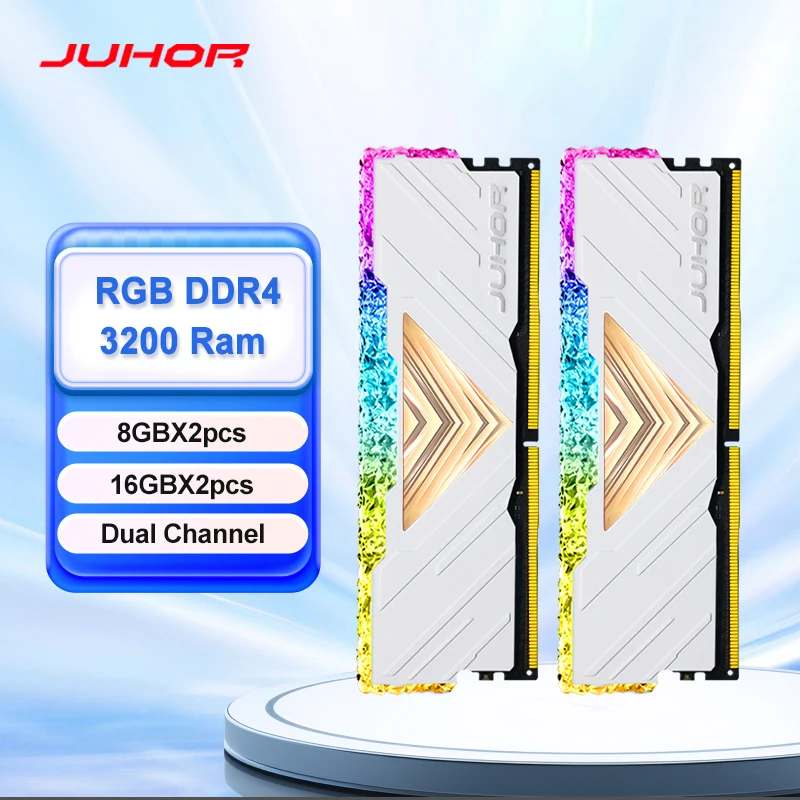 Memoria Ram para juegos de escritorio de doble canal JUHOR RGB DDR4 16GBX2 3200MHz 8GBX2 - imagen 2