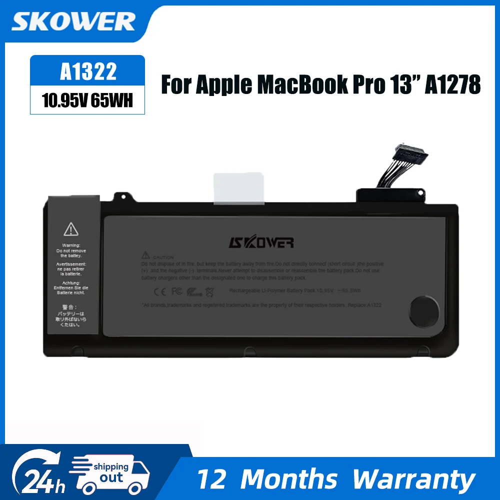 SKOWER 10.95V 65.5Wh A1322 Batería para portátil para Apple MacBook Pro 13 pulgadas A1278 (2009-2012) - imagen 2