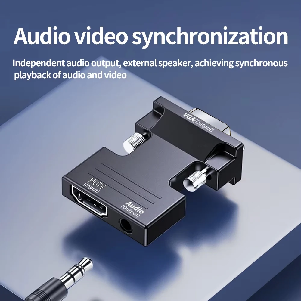 MUCAI-convertidor hembra a VGA macho compatible con HDMI, adaptador de Cable de Audio de 3,5mm, salida de vídeo FHD de 1080P para PC, portátil, TV Box, Monitor - imagen 3