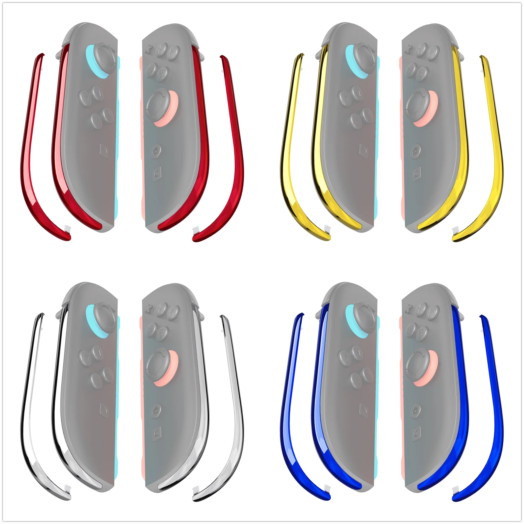 eXtremeRate para Joycon 2, para Nintendo Switch 2 Tiras decorativas de repuesto Carcasa lateral - Oro cromado