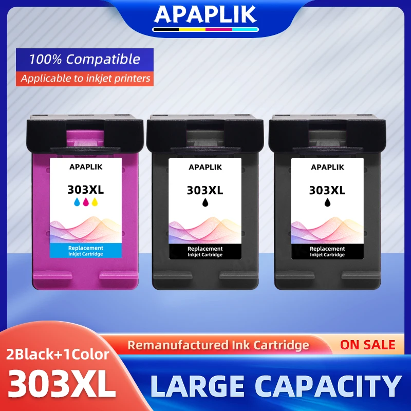 APAPLIK-cartucho de tinta remanufacturado 303XL, funciona para impresora HP 303 XL Envy 7120 7130 7132 7134 7155 7822 7830 7855 7858 7864
