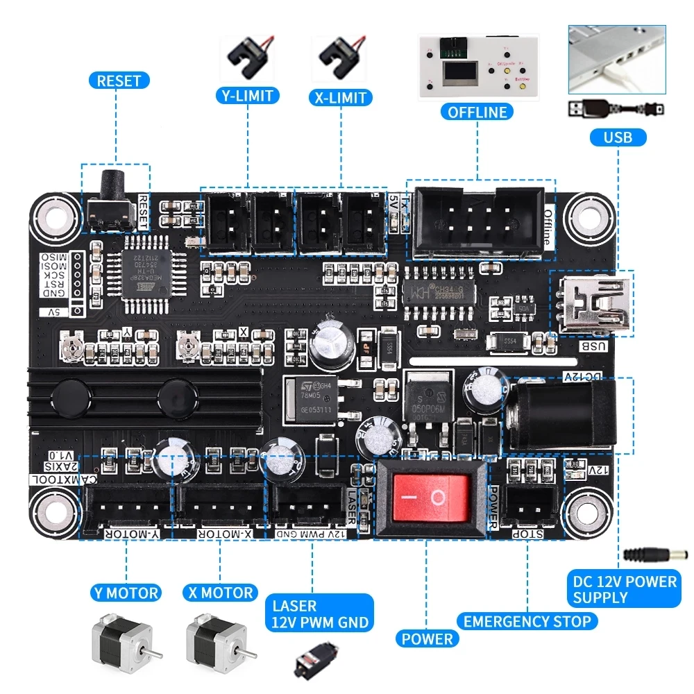 Máquina de grabado CNC 6550 de 2 ejes, área de trabajo, 65x50cm, Control TTL PMW, grabador láser de 20w, máquina cortadora de madera acrílica de cuero DIY - imagen 3