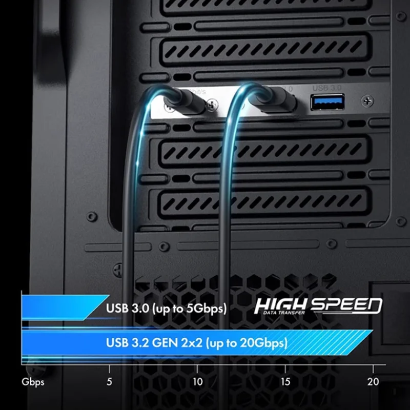 Cable de base USB 3.2 trasero PCI, 20 Gbps tipo E a USB-C, 19 pines 20 pines a 2 tipo A 2 cable hembra USB 3.0 - imagen 2