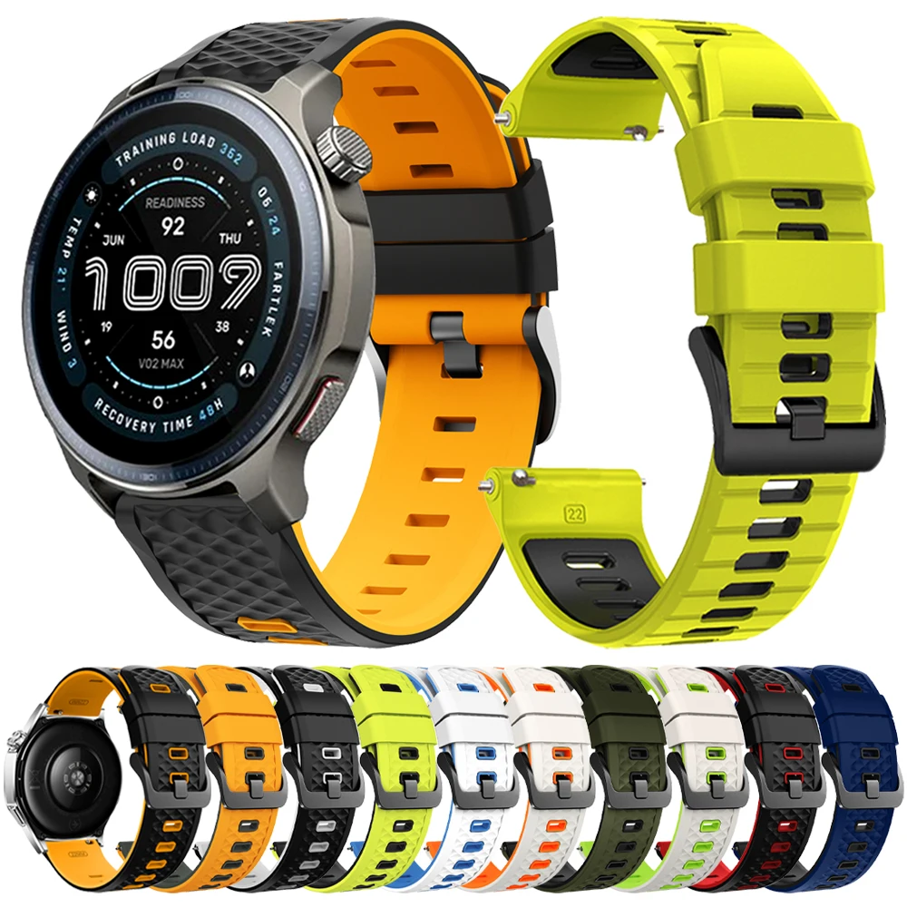 Correa de silicona de 22mm para Amazfit Balance 2/Bip 6 5/GTR 4 3 Pro, pulsera para HUAWEI WATCH 5 46mm/para Garmin Venu 4, correas de reloj de 45mm