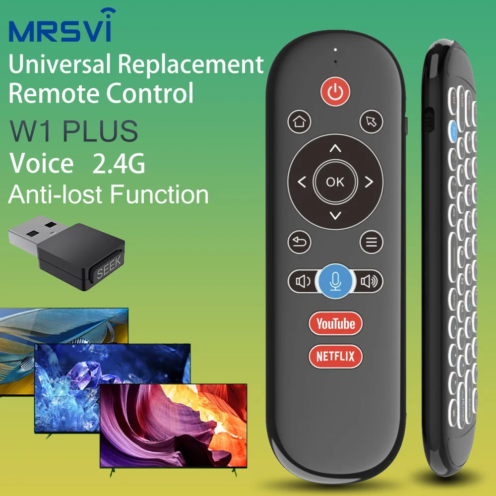 Control remoto por voz inalámbrico recargable de 2,4G W1 Plus con teclado retroiluminado IR aprendizaje antipérdida para Android Smart TV Box - imagen 2