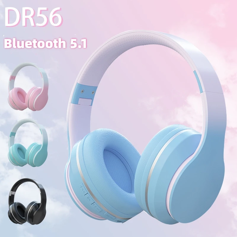 Auriculares Bluetooth con gradiente, auriculares inalámbricos con micrófono para jugadores, regalos de Navidad para niñas, juegos de PC