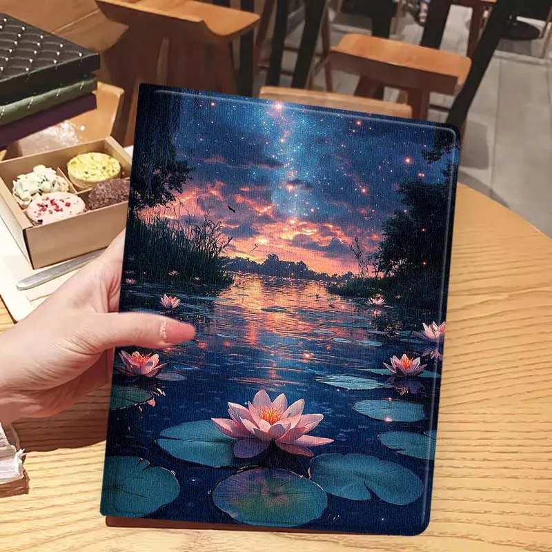 Starlight Lotus Pond para iPad Pro Mini 1 2 3 4 5 6 7 7ta generación 12,9 10,5 13 11 7,9 8,3 M4 pulgadas funda para tableta - imagen 5