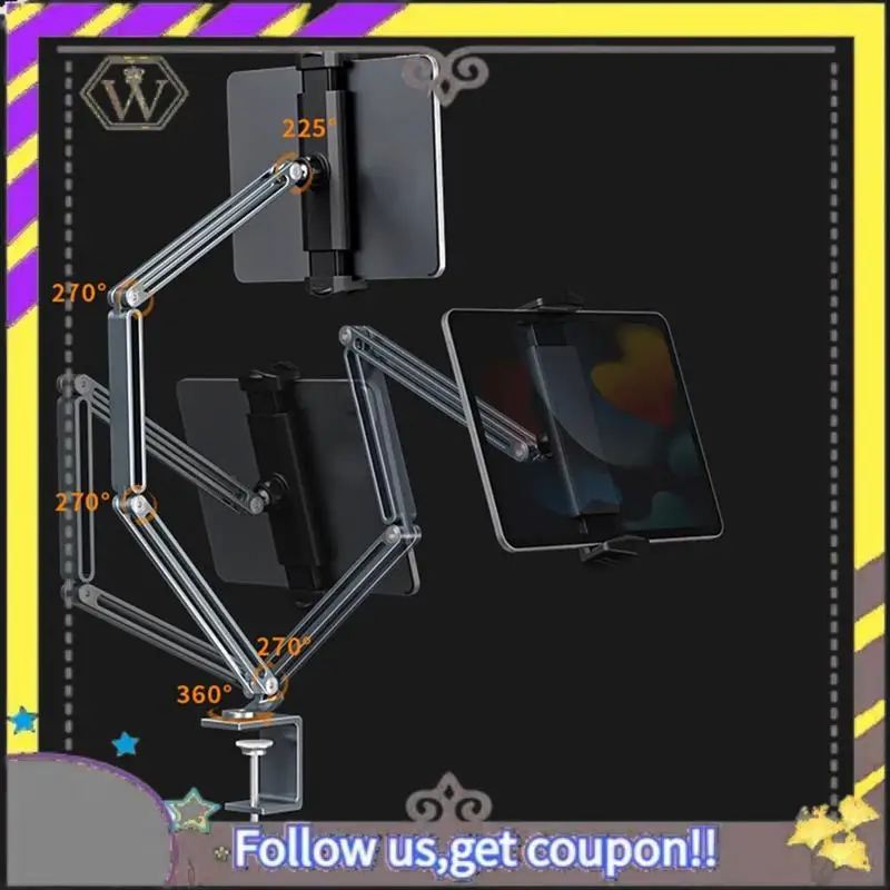 Nuevo soporte de escritorio para tableta y cama, ajustable para teléfonos móviles de 4-12,9 pulgadas, tabletas, soporte de brazo de aluminio para tableta Ipad