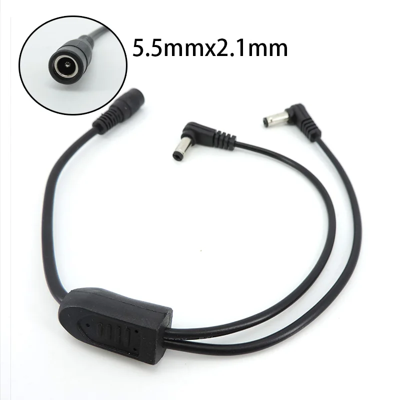 DC 5,5mm x 2,1mm alimentación 1 hembra a 2 macho en ángulo adaptador divisor conector Cable de enchufe 12V para cámara CCTV