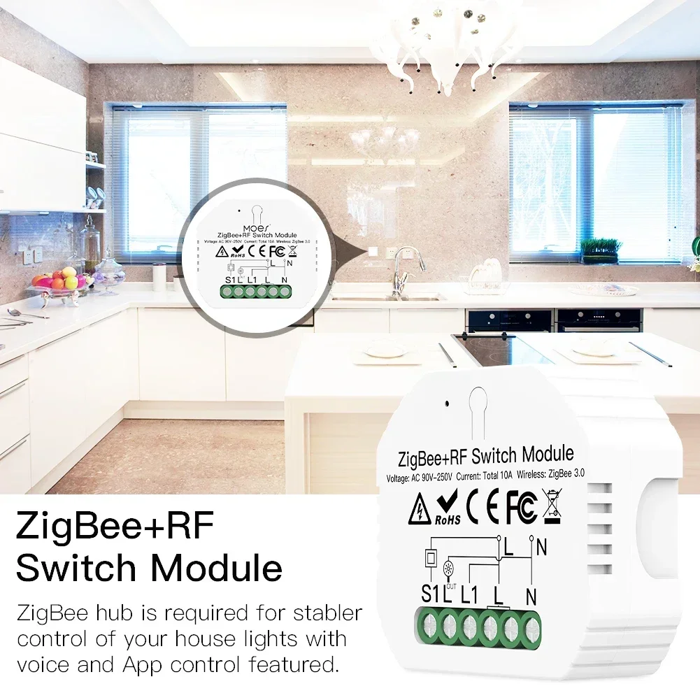 Módulo de atenuación WiFi ZigBee inteligente, módulo de interruptor, aplicación remota Smart Life, Control por voz Alexa y Google Home, 1/2 vía, 1/2 entradas - imagen 5