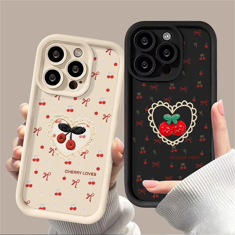 Funda con patrón de lazo de cereza para Xiaomi Redmi Note 14 13 12 11 Pro Plus 5G 12S 11S 10S 10 9 Redmi 14C 13C 12C 12 4G A3 A3X