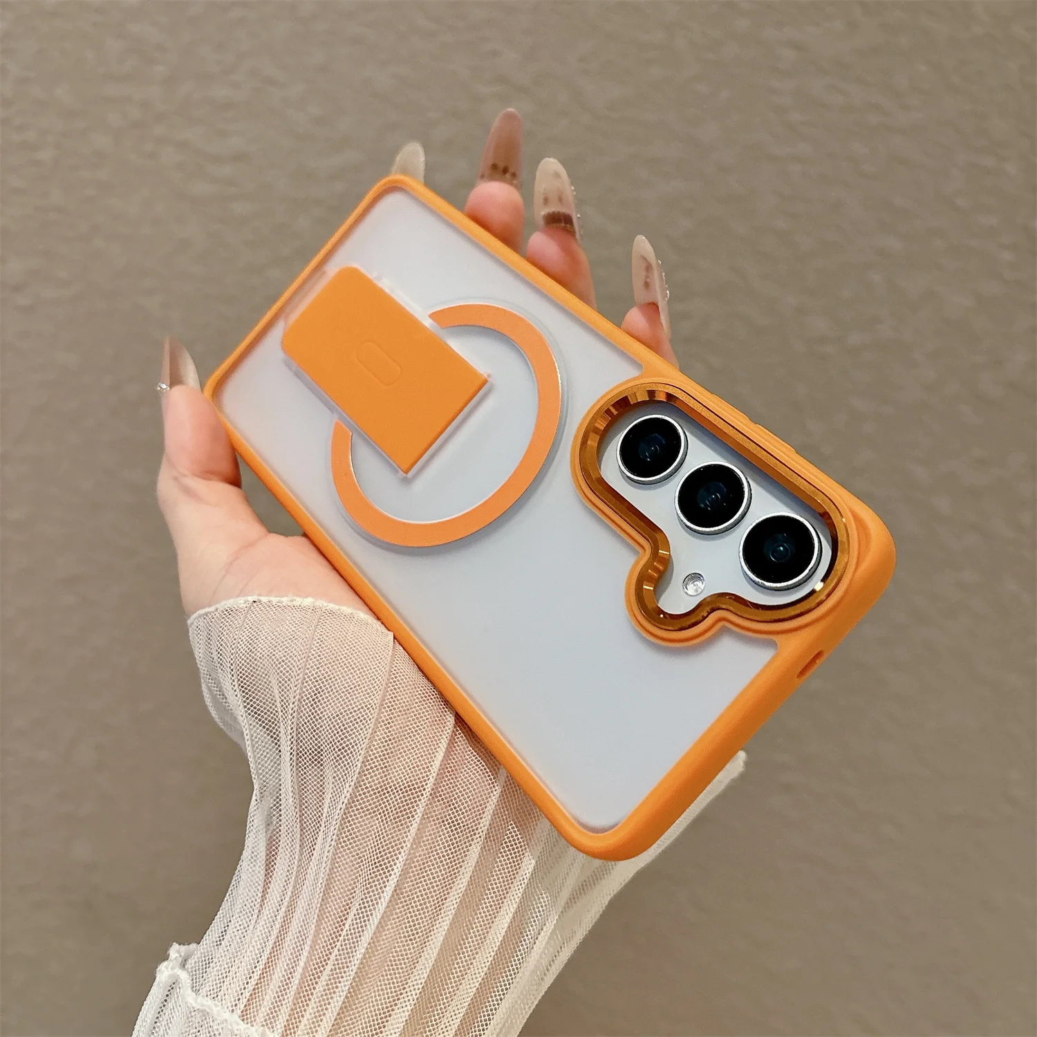 Para Samsung S26 S25 S24 S23 Plus S24 S25FE para Magsafe carga inalámbrica cubierta a prueba de golpes soporte plegable funda magnética mate