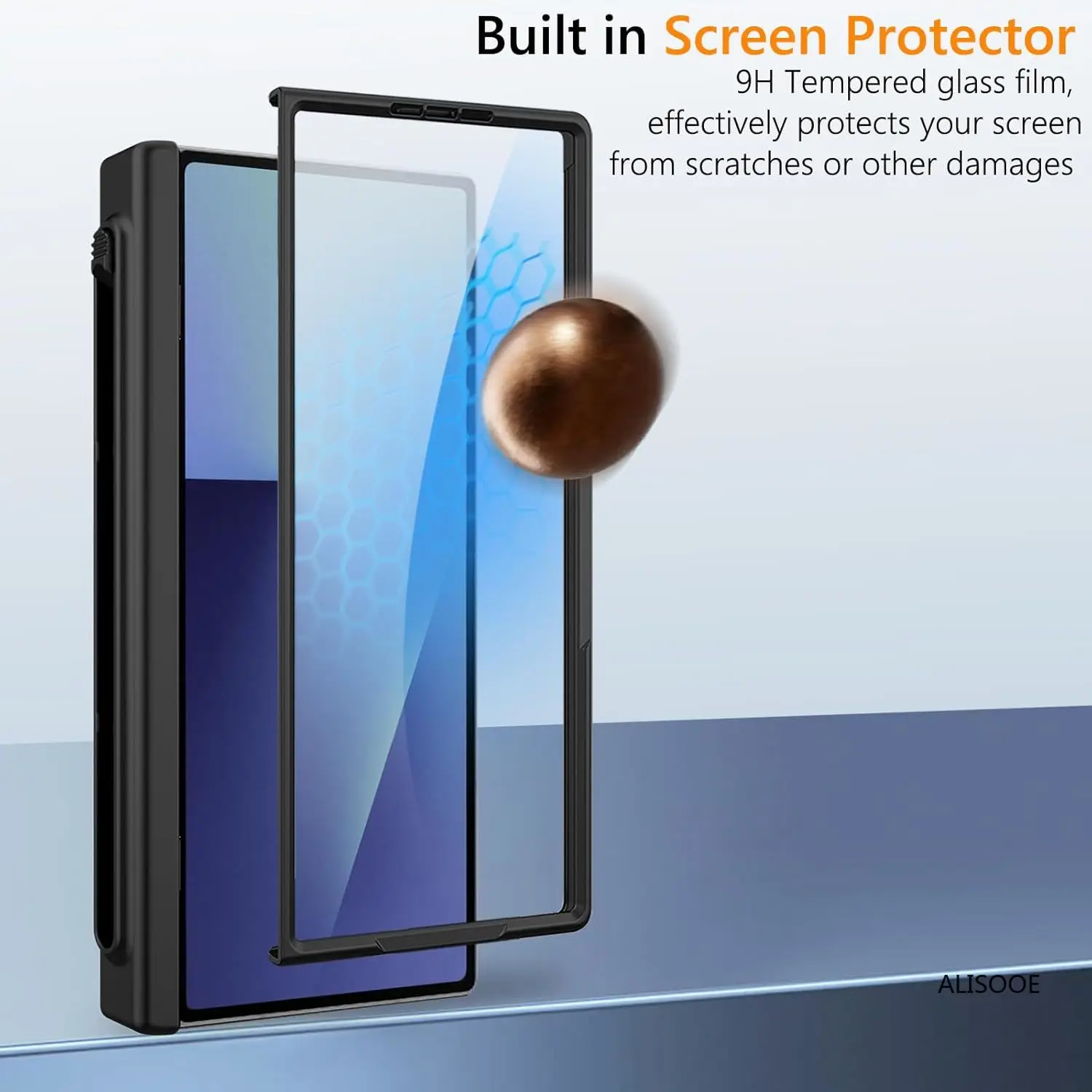 Z Fold 7 Funda con soporte para ranura para bolígrafo con bisagra para Samsung Galaxy Z Fold 7, Funda a prueba de golpes, Protector de pantalla de cristal frontal, Funda (sin bolígrafo) - imagen 5