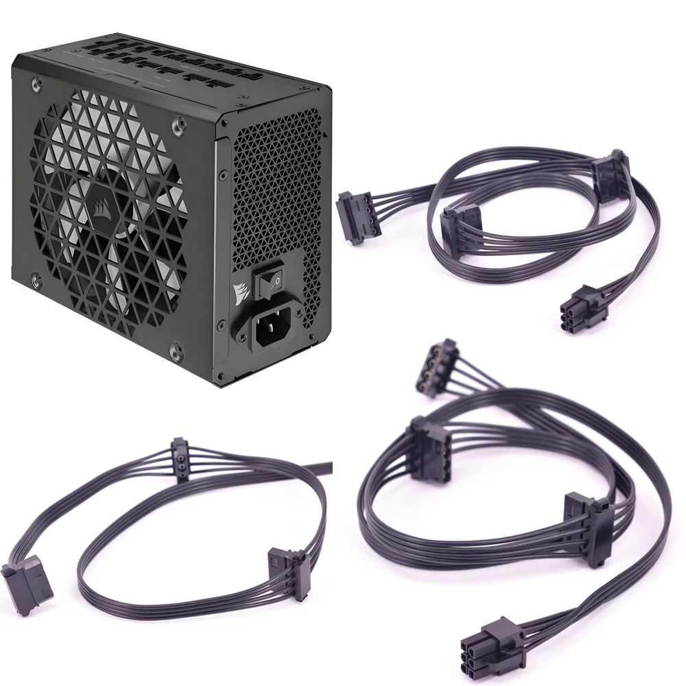 Para CORSAIR TX850M TX750M TX650M Modular PSU PCI-e 6 pines 1 a 3 Molex periférico 4 pines Cable de alimentación GPU 6 pines a IDE Cable