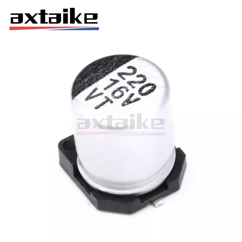 100 Uds 16V220uF 16V 220uF 220 6,3*7,7 MM SMD condensador electrolítico de aluminio SMT montaje en superficie