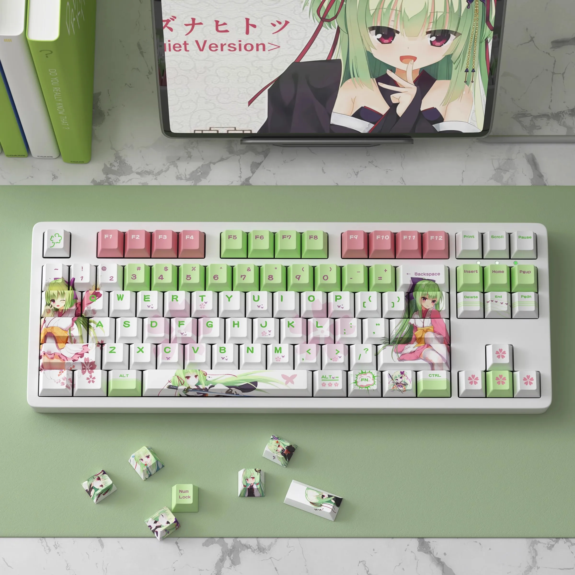 Juego de 125 teclas Senren Banka Murasame, teclas PBT Dye Subbed, teclas de dibujos animados de Anime, perfil de cereza, teclas a prueba de luz para interruptor MX - imagen 3