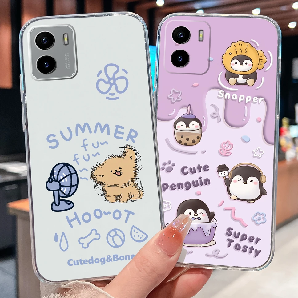 Para Vivo Y10 Y15 Y15S Y15A Y15C Funda de teléfono encantador cachorro de dibujos animados suave delgada TPU Funda de silicona transparente para VivoY 10 Y 15 Funda
