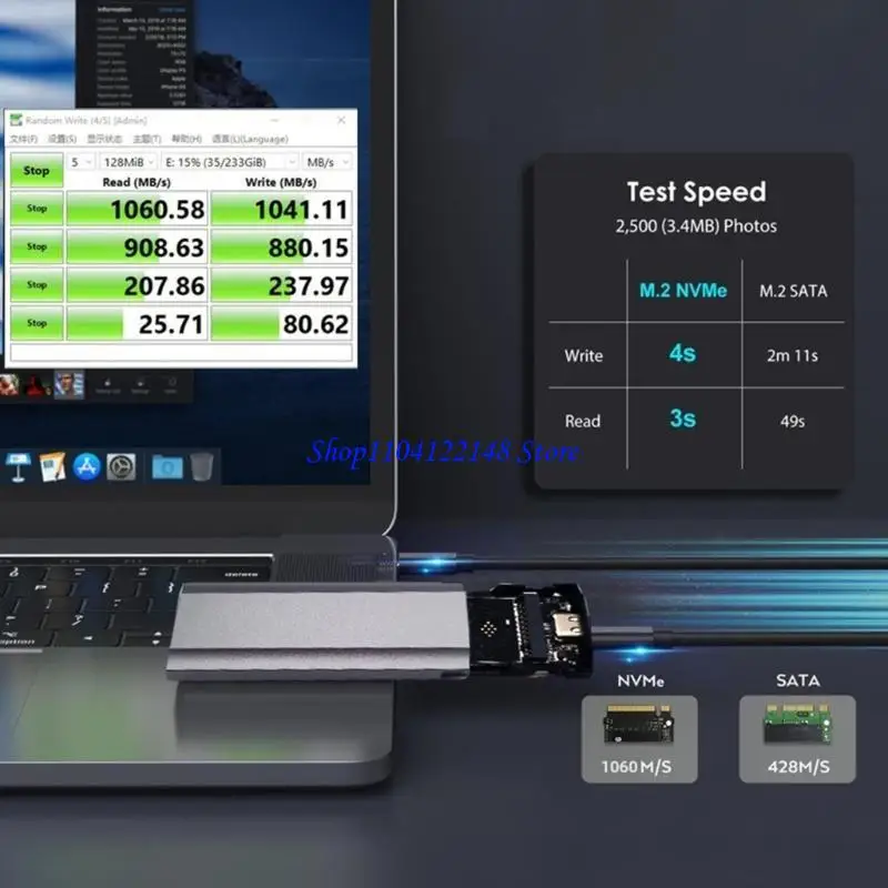 Caja P9FA USB3.1 Nvme Ngff SSD para carcasa disco duro móvil 2230-2280 aluminio