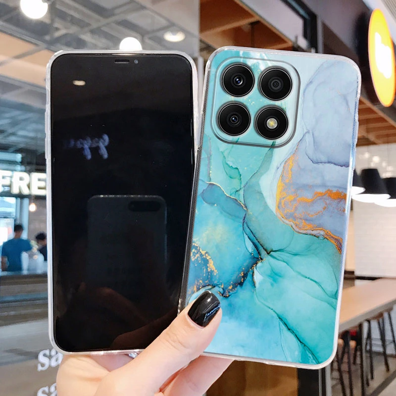 Para Honor X8b X8a X8c X8 70 Lite 90 funda inteligente para teléfono gradiente océano mármol claro Coque suave moda Fundas Shell parachoques - imagen 4