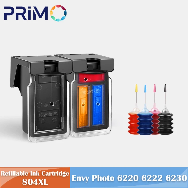 Cartucho de tinta recargable 804XL remanufacturado para HP804 para HP Envy Photo 6220 6222 6230 6232 6234 6252 6255 6258 7120 7130