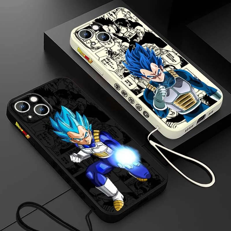Anime d-dragon Ball Vegeta para Apple iPhone 17 16 15 14 13 12 11 Air Mini Plus Pro Max cubierta de la caja del teléfono de la cuerda izquierda líquida